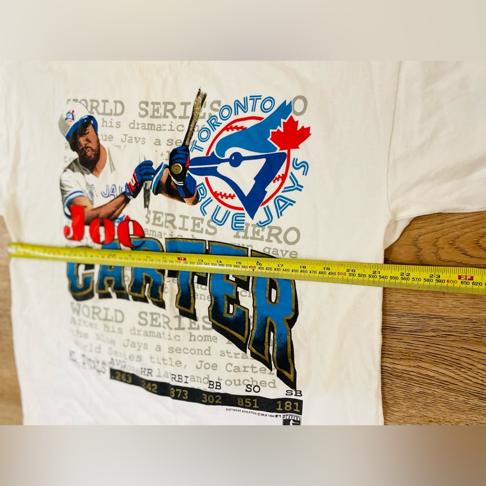 VTG 1990s Toronto Blue Jays Joe Carter pre owned graphic t shirt World Series - Picture 5 of 14